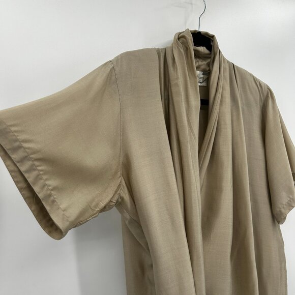 MAXMARA Champagne Beige Silk Blend Shoulder Pad Wrap Cardigan Blouse Top Size 4 - Picture 4 of 8